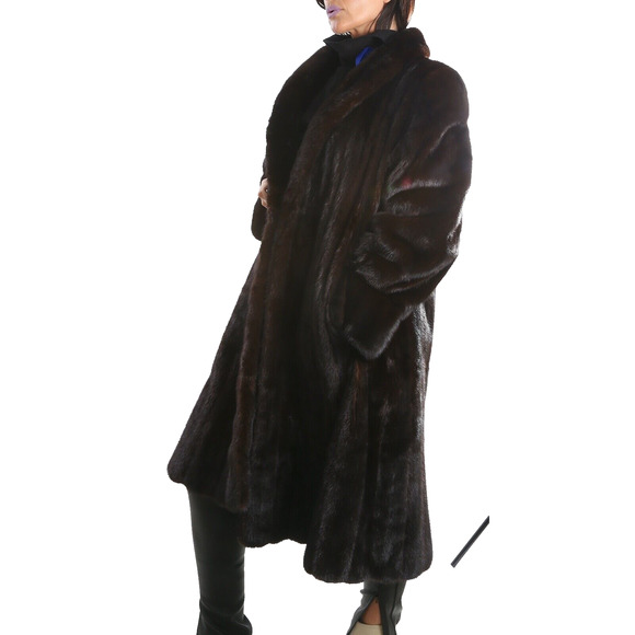 Vintage Guy Laroche Dark Brown Mink Fur Winter Long Coat Size M